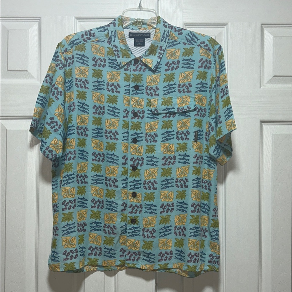 Exofficio Tropical Vented fishing Hawaiian Button Up Shirt -Size Medium